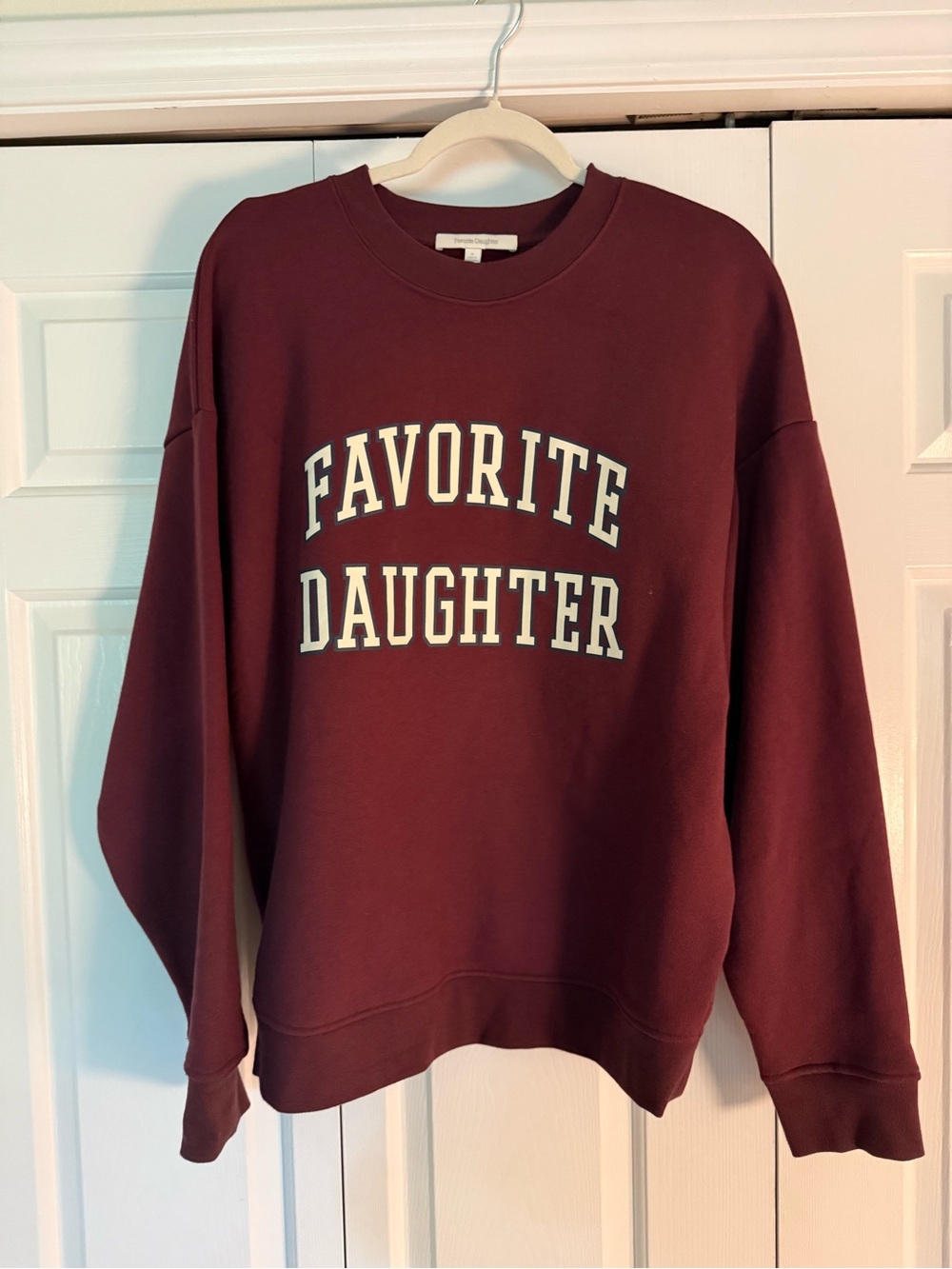 Favorite Daughter Burgundy Crewneck with White Lettering